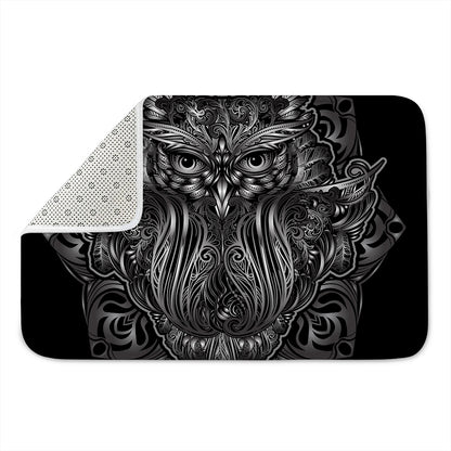 Sliver Spiritual Owl Print Indoor Door Mat