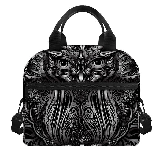 Sliver Spiritual Owl Print Insulated Lunch Bag