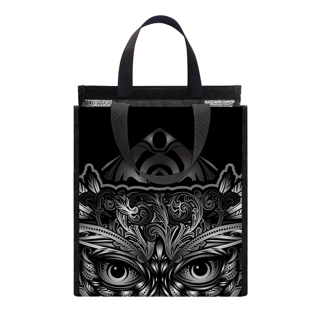 Sliver Spiritual Owl Print Insulated Lunch Tote