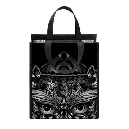 Sliver Spiritual Owl Print Insulated Lunch Tote