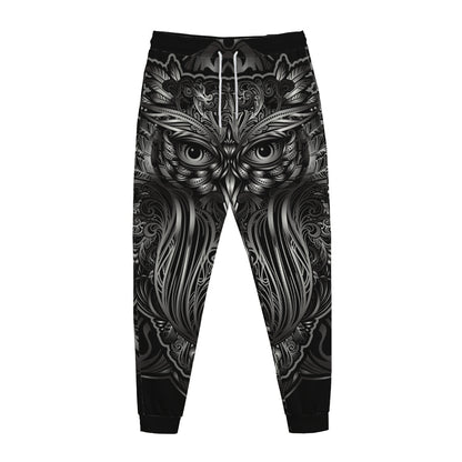 Sliver Spiritual Owl Print Jogger Pants