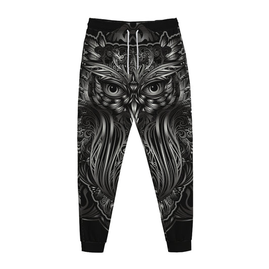Sliver Spiritual Owl Print Jogger Pants