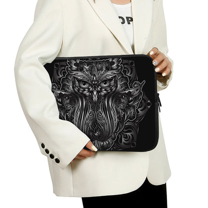 Sliver Spiritual Owl Print Laptop Sleeve