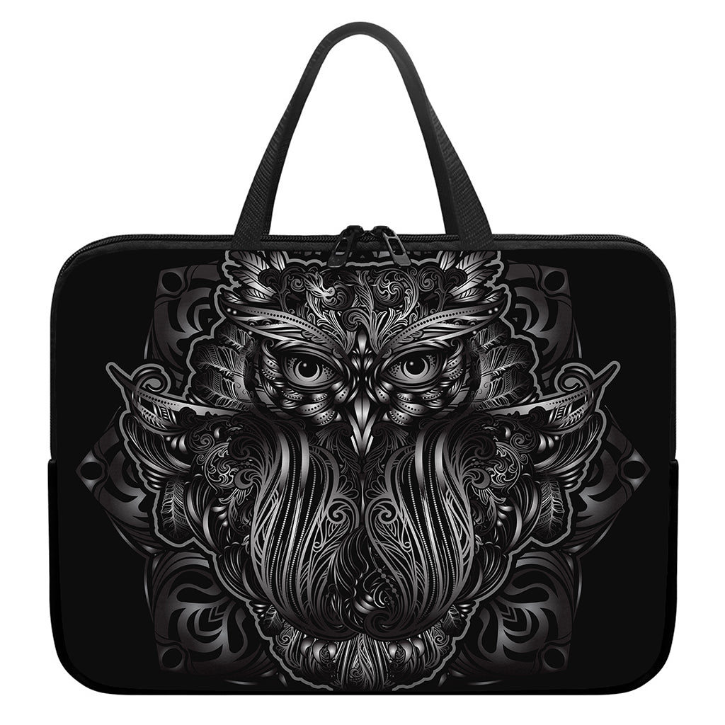 Sliver Spiritual Owl Print Laptop Sleeve With Handle