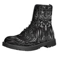 Sliver Spiritual Owl Print Lace-Up Boots