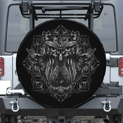 Sliver Spiritual Owl Print Leather Spare Tire Cover