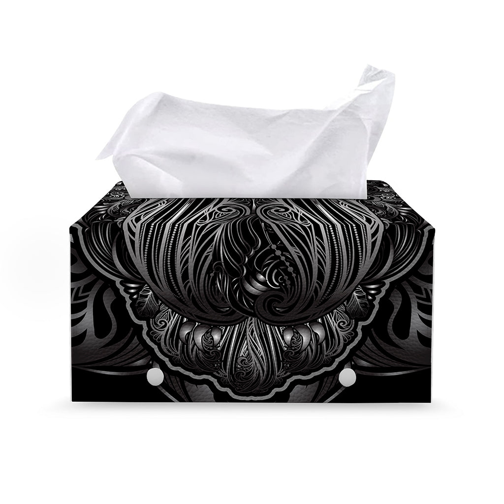 Sliver Spiritual Owl Print Leather Tissue Box Cover