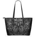 Sliver Spiritual Owl Print Leather Tote Bag With Zipper