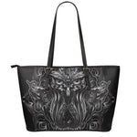 Sliver Spiritual Owl Print Leather Tote Bag