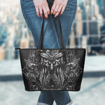Sliver Spiritual Owl Print Leather Tote Bag