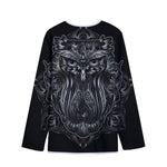 Sliver Spiritual Owl Print Long Sleeve Short Coat