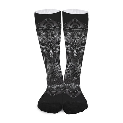 Sliver Spiritual Owl Print Long Socks