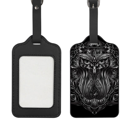 Sliver Spiritual Owl Print Luggage Tag