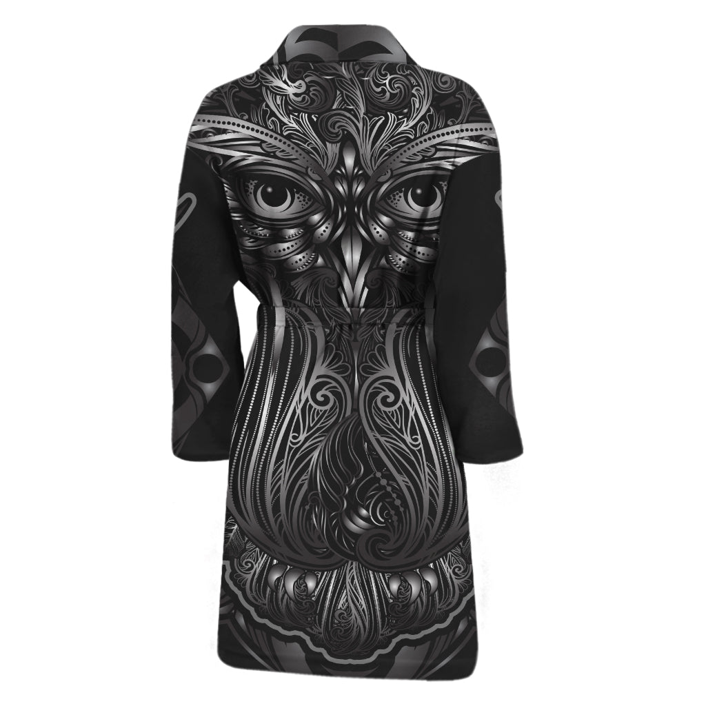 Sliver Spiritual Owl Print Men's Bathrobe