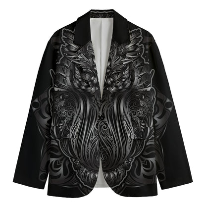 Sliver Spiritual Owl Print Men's Blazer