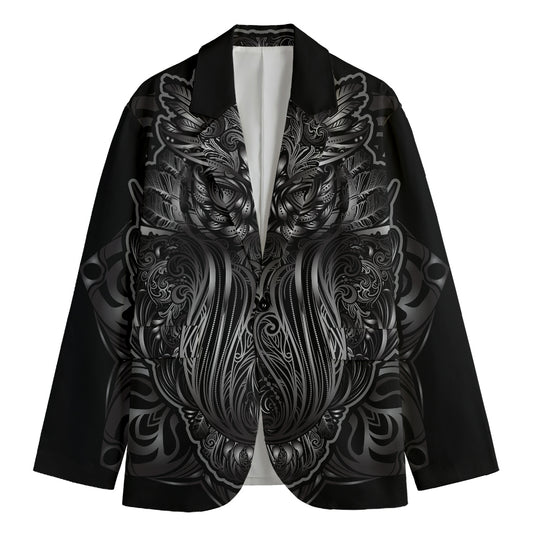 Sliver Spiritual Owl Print Men's Blazer