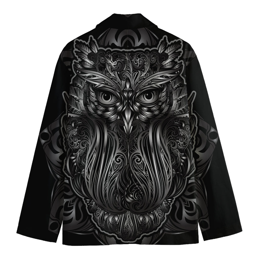 Sliver Spiritual Owl Print Men's Blazer