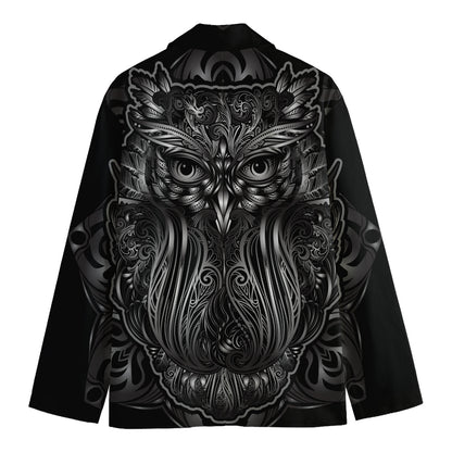 Sliver Spiritual Owl Print Men's Blazer
