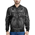 Sliver Spiritual Owl Print Men's Bomber Jacket