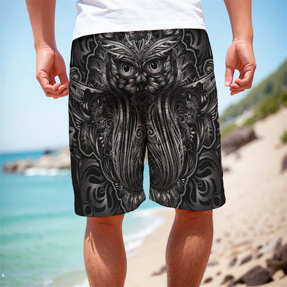 Sliver Spiritual Owl Print Men's Cargo Shorts