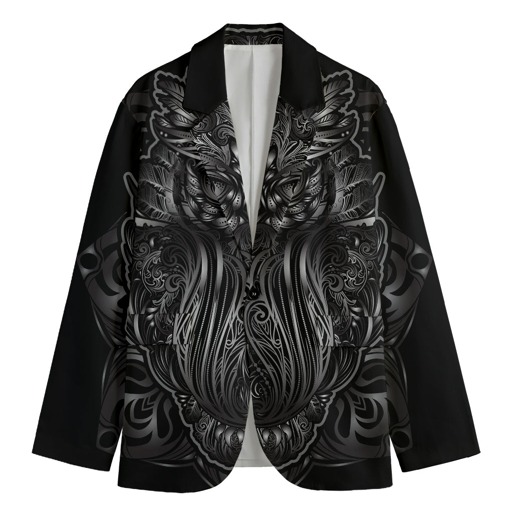 Sliver Spiritual Owl Print Men's Cotton Blazer