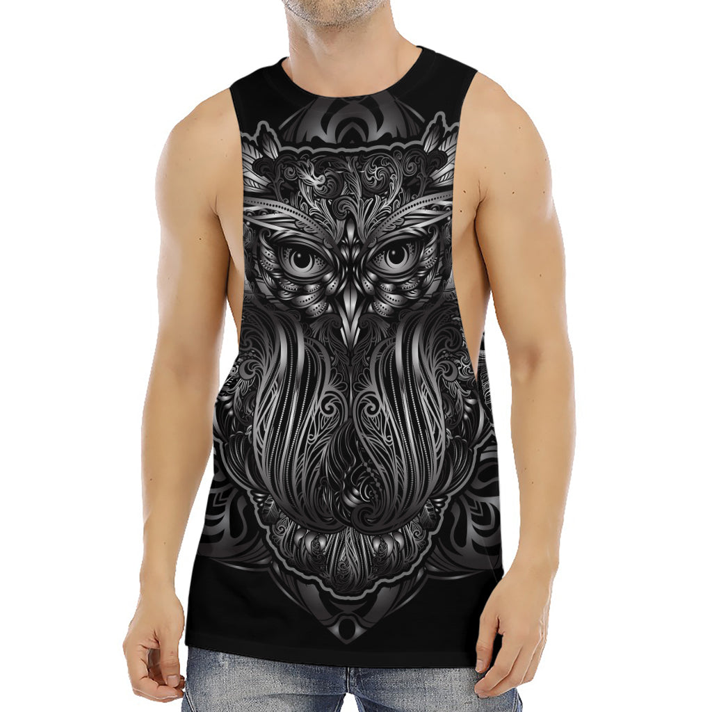 Sliver Spiritual Owl Print Men's Muscle Tank Top