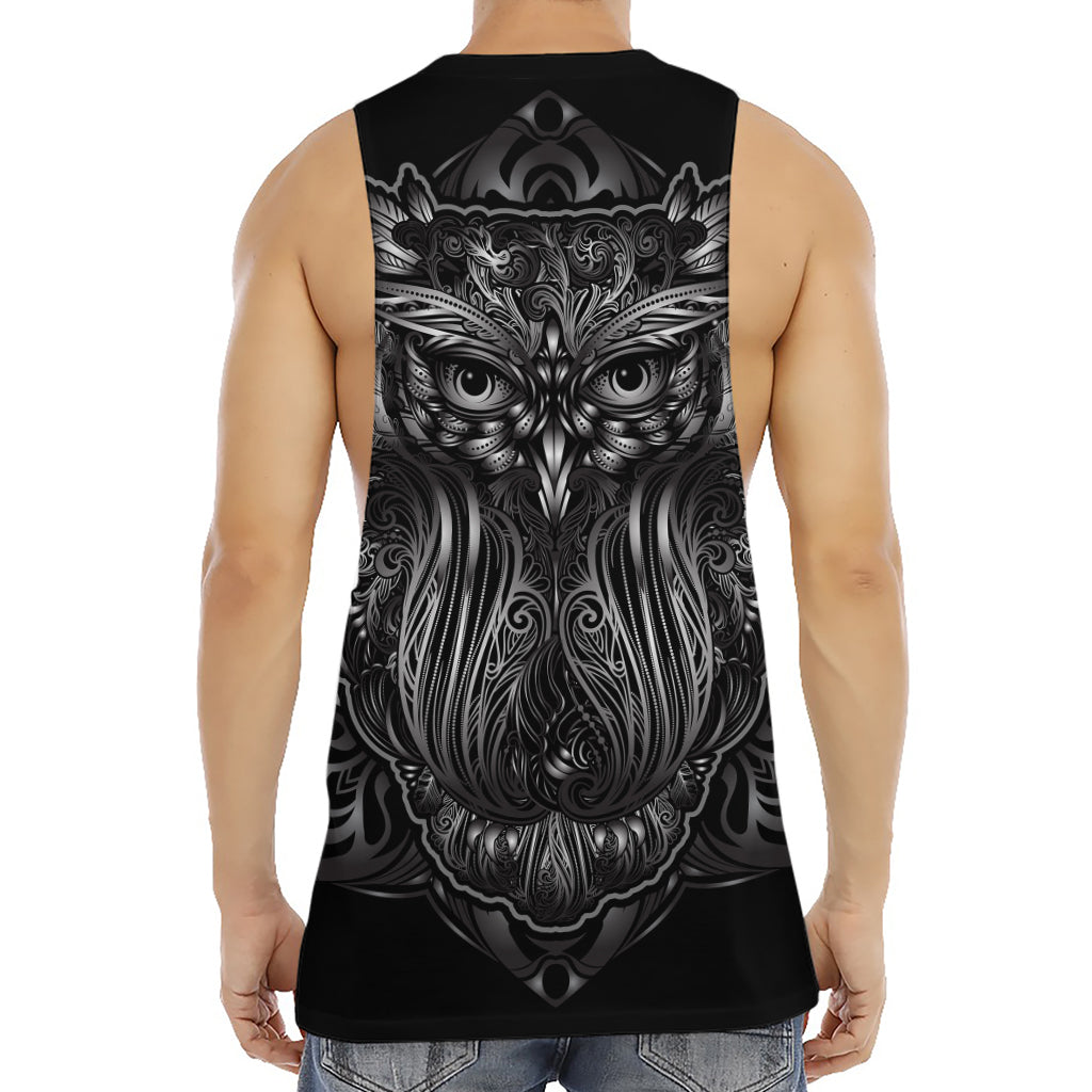 Sliver Spiritual Owl Print Men's Muscle Tank Top