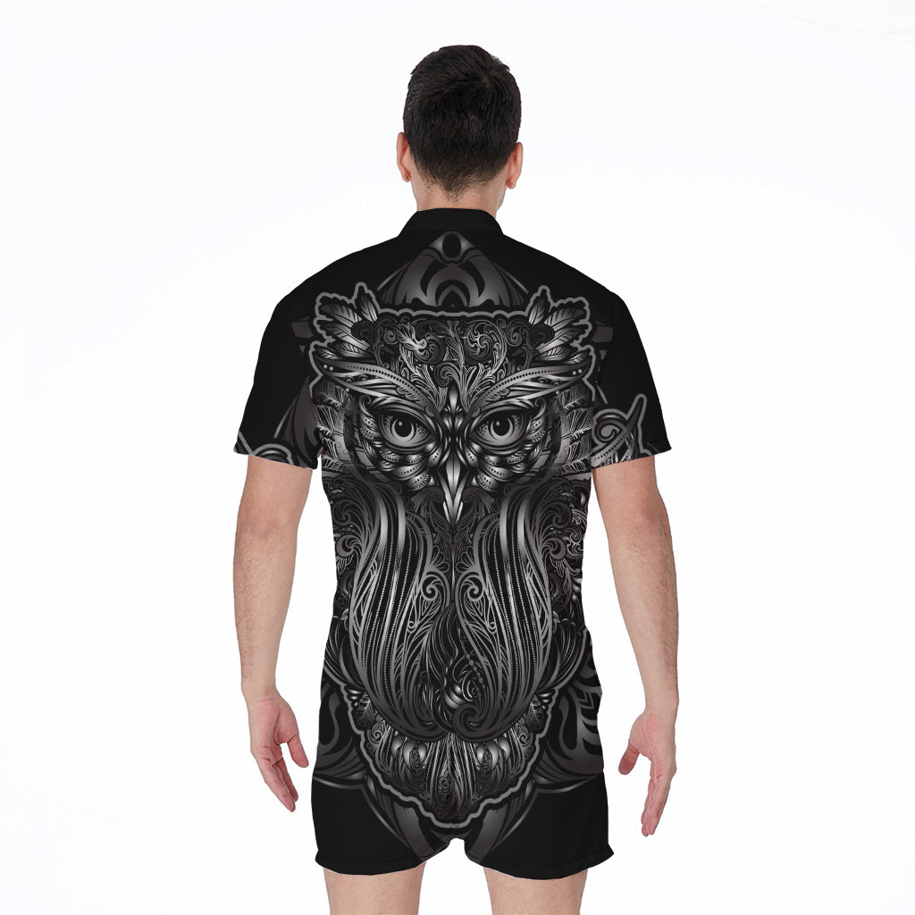 Sliver Spiritual Owl Print Men's Rompers