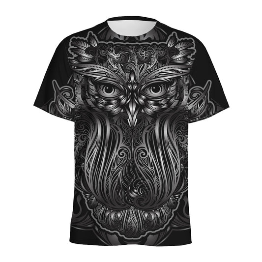 Sliver Spiritual Owl Print Men's Sports T-Shirt