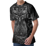 Sliver Spiritual Owl Print Men's Velvet T-Shirt