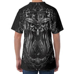 Sliver Spiritual Owl Print Men's Velvet T-Shirt