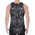 Sliver Spiritual Owl Print Men's Velvet Tank Top