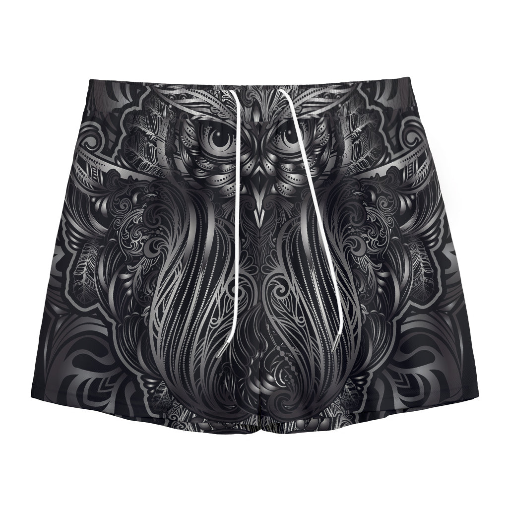 Sliver Spiritual Owl Print Mesh Shorts