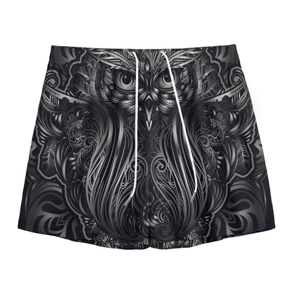 Sliver Spiritual Owl Print Mesh Shorts