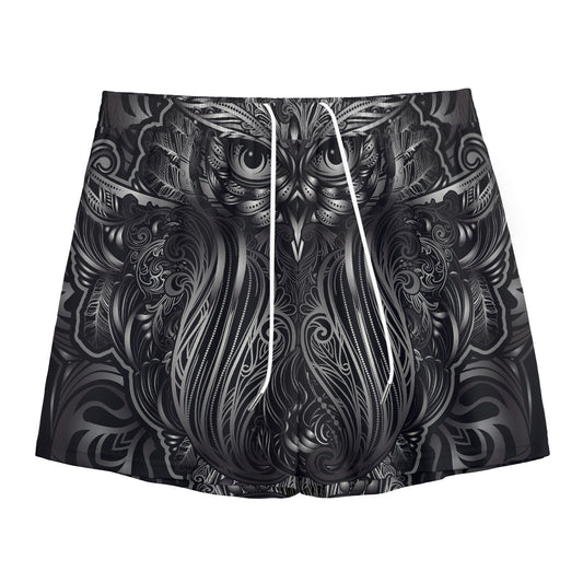 Sliver Spiritual Owl Print Mesh Shorts