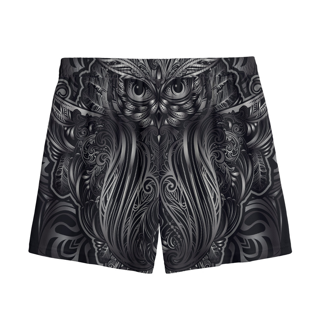 Sliver Spiritual Owl Print Mesh Shorts