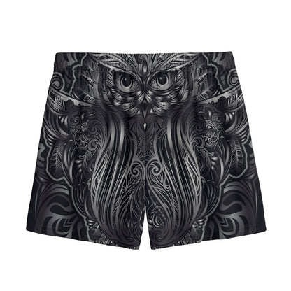 Sliver Spiritual Owl Print Mesh Shorts