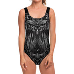 Sliver Spiritual Owl Print One Piece Swimsuit