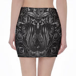 Sliver Spiritual Owl Print Pencil Mini Skirt
