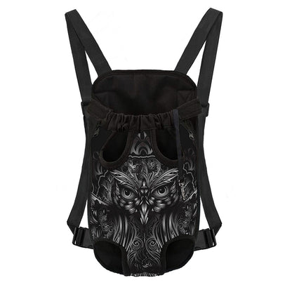 Sliver Spiritual Owl Print Pet Carrier Backpack