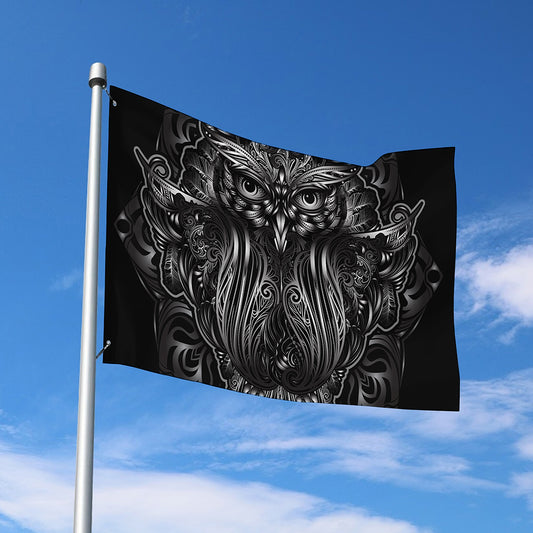 Sliver Spiritual Owl Print Polyester Flag
