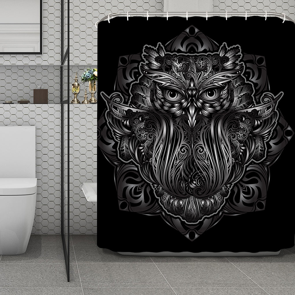 Sliver Spiritual Owl Print Polyester Shower Curtain