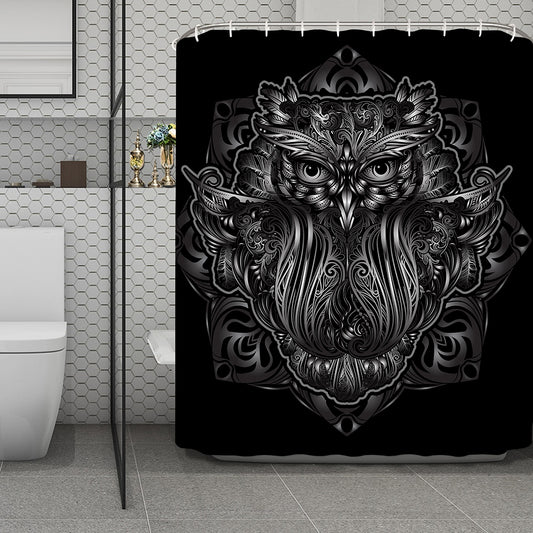 Sliver Spiritual Owl Print Polyester Shower Curtain