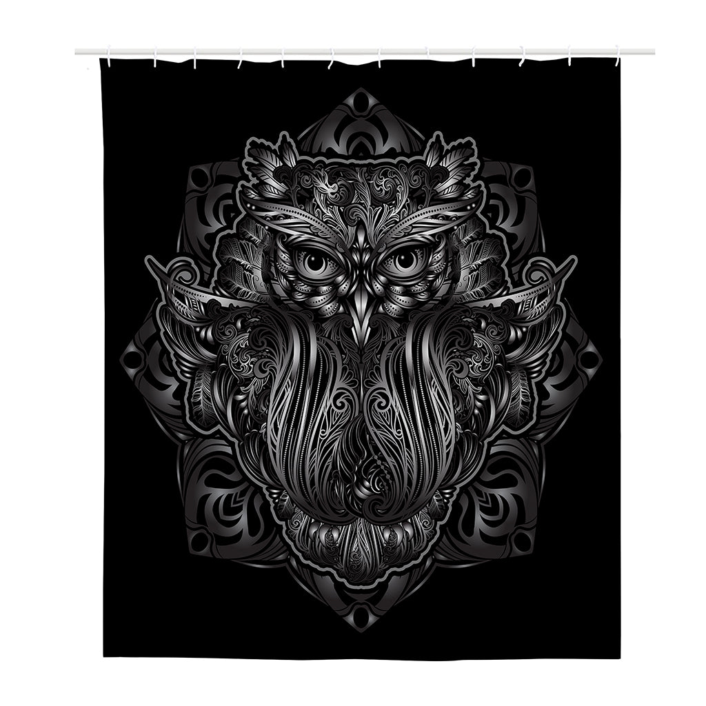 Sliver Spiritual Owl Print Polyester Shower Curtain