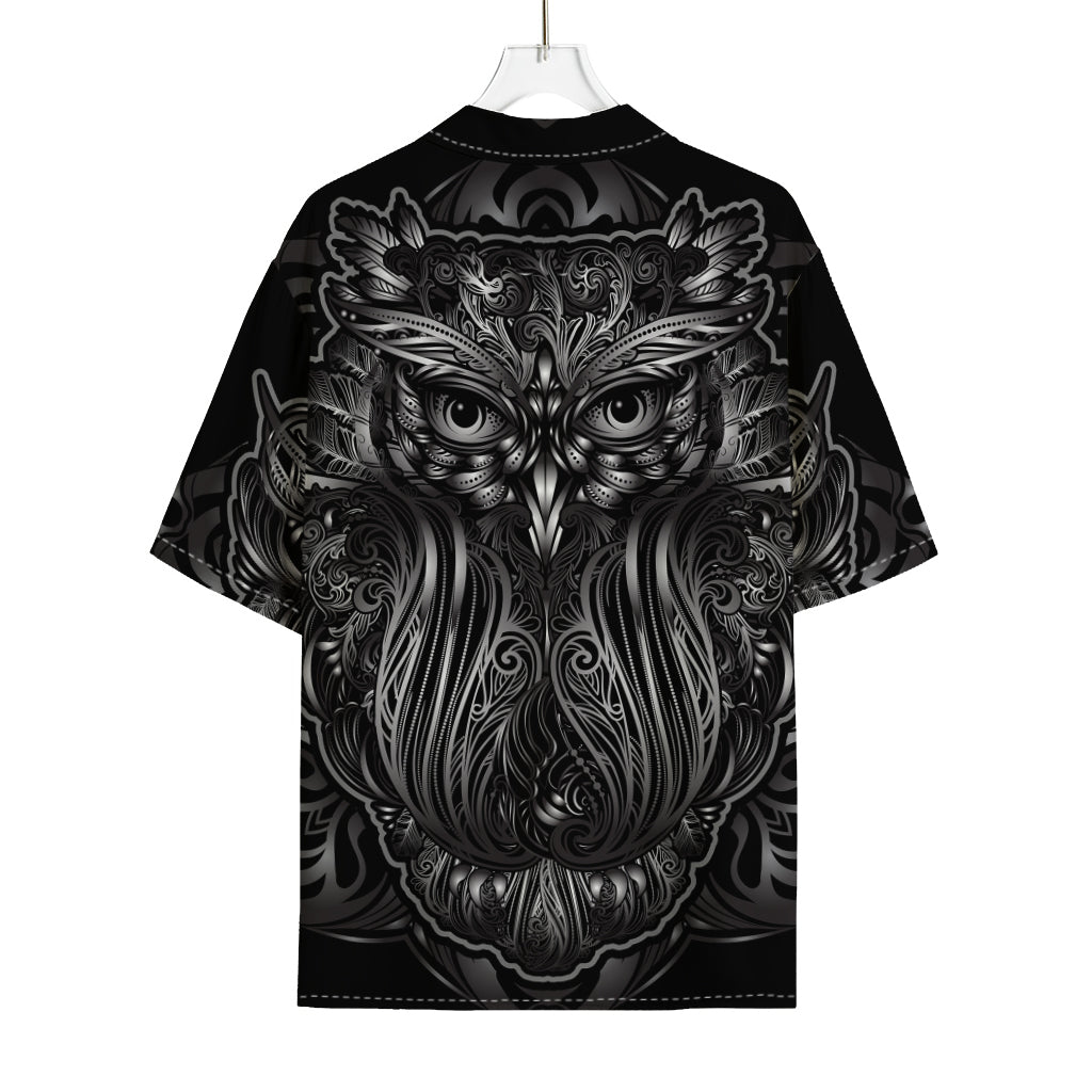 Sliver Spiritual Owl Print Rayon Hawaiian Shirt