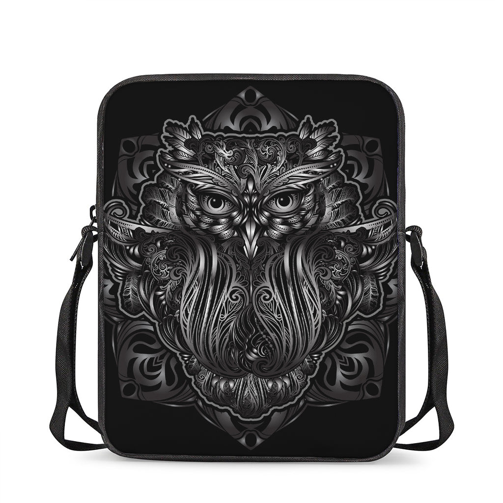 Sliver Spiritual Owl Print Rectangular Crossbody Bag
