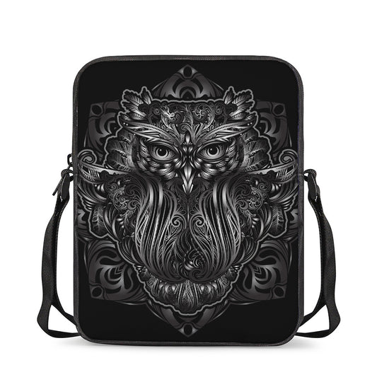 Sliver Spiritual Owl Print Rectangular Crossbody Bag
