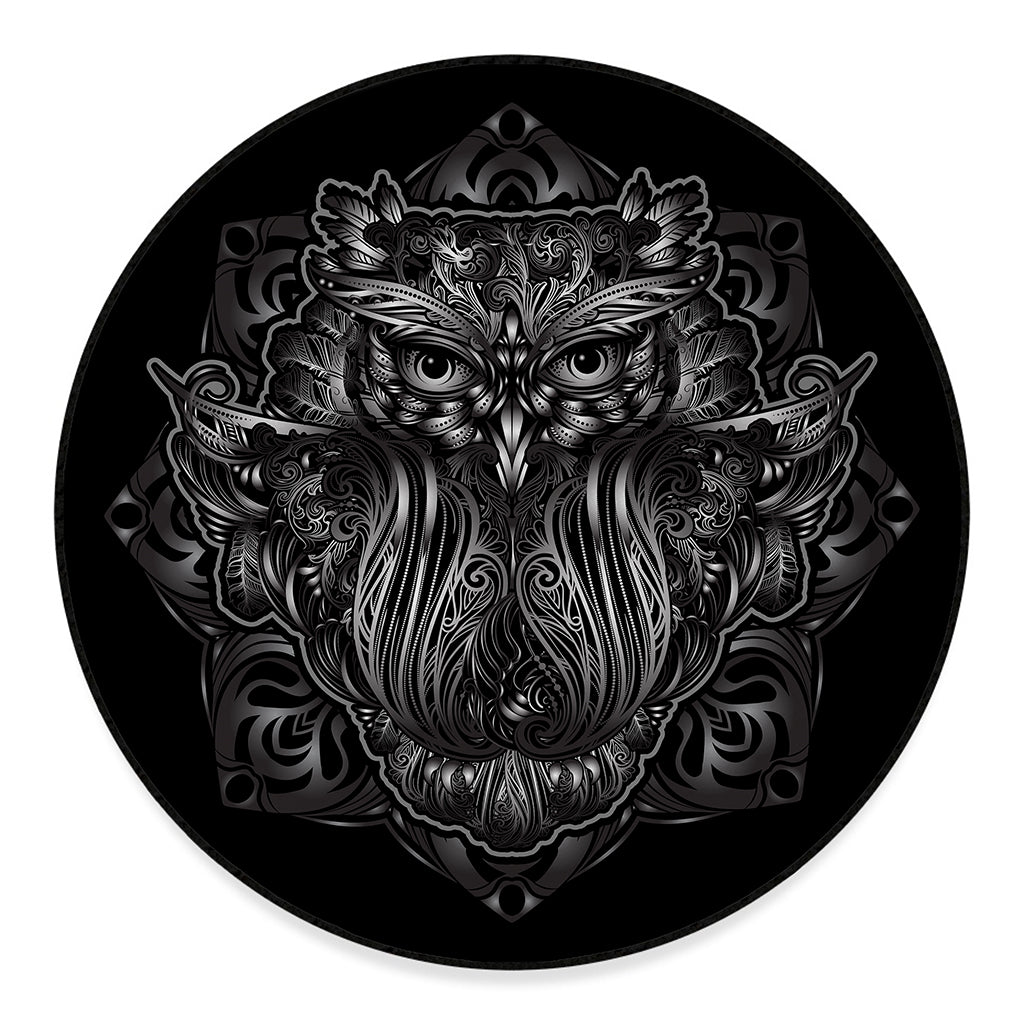Sliver Spiritual Owl Print Round Floor Mat