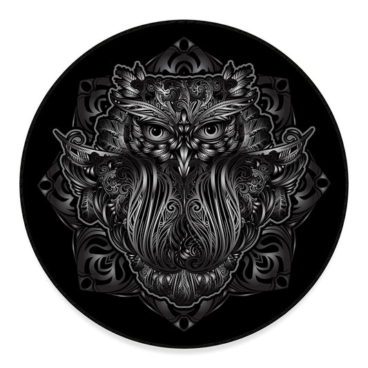 Sliver Spiritual Owl Print Round Floor Mat