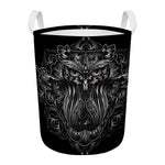 Sliver Spiritual Owl Print Round Laundry Basket